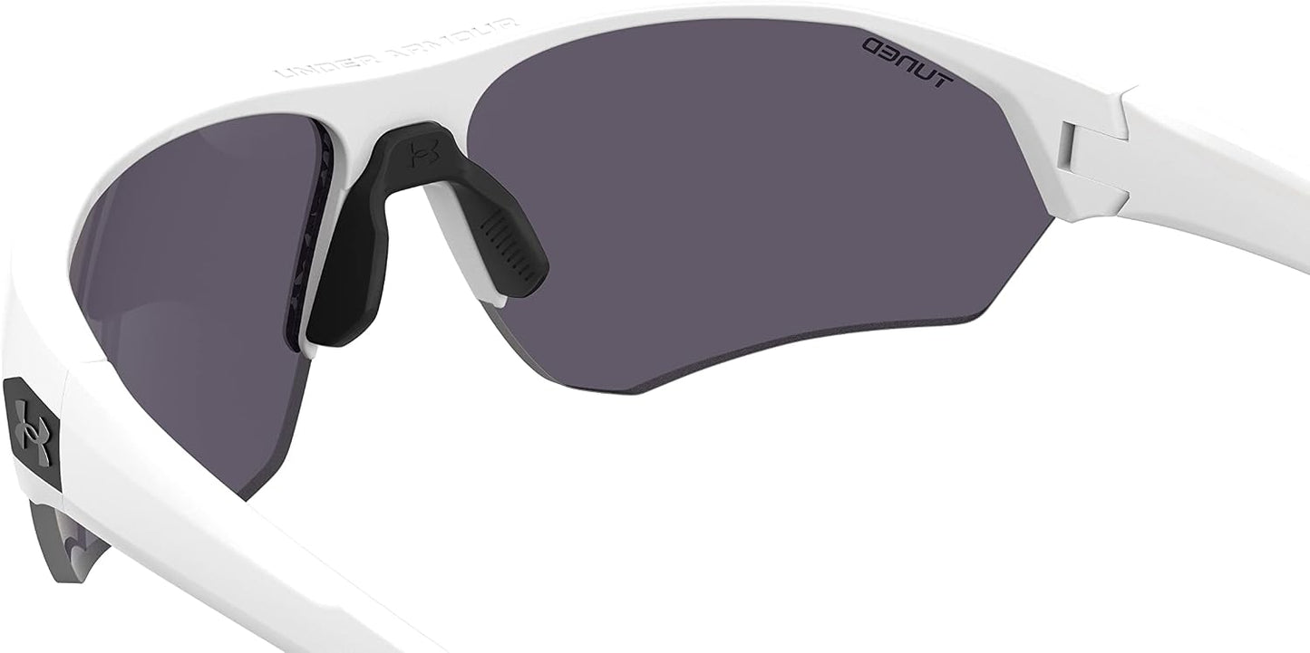 Under Armour Men's Playmaker Wrap Sunglasses, Matte White/Black, 72mm, 10mm