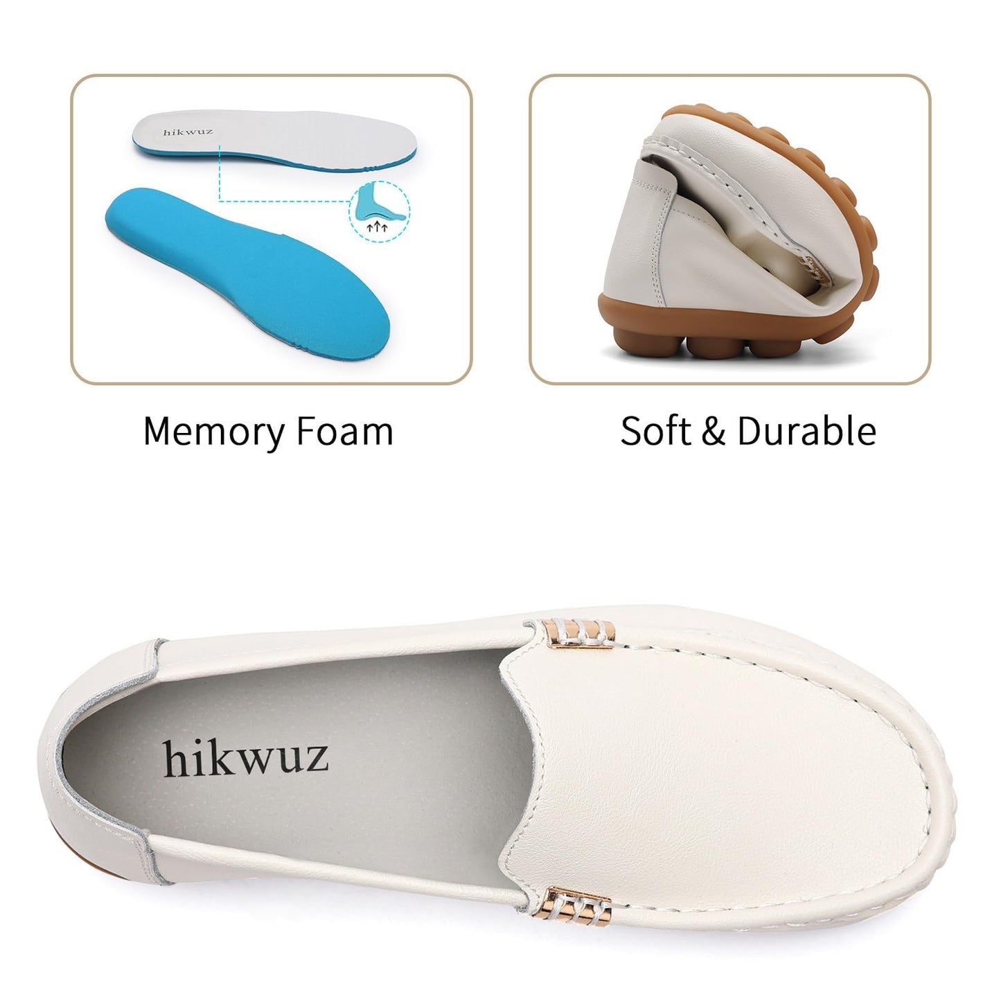 Women's Comfortable & Lightweight Leather Loafers Slip-Ons Driving Walking Mocs Boat Shoes Cute Business Casual Dress Shoes Work Flats for Women