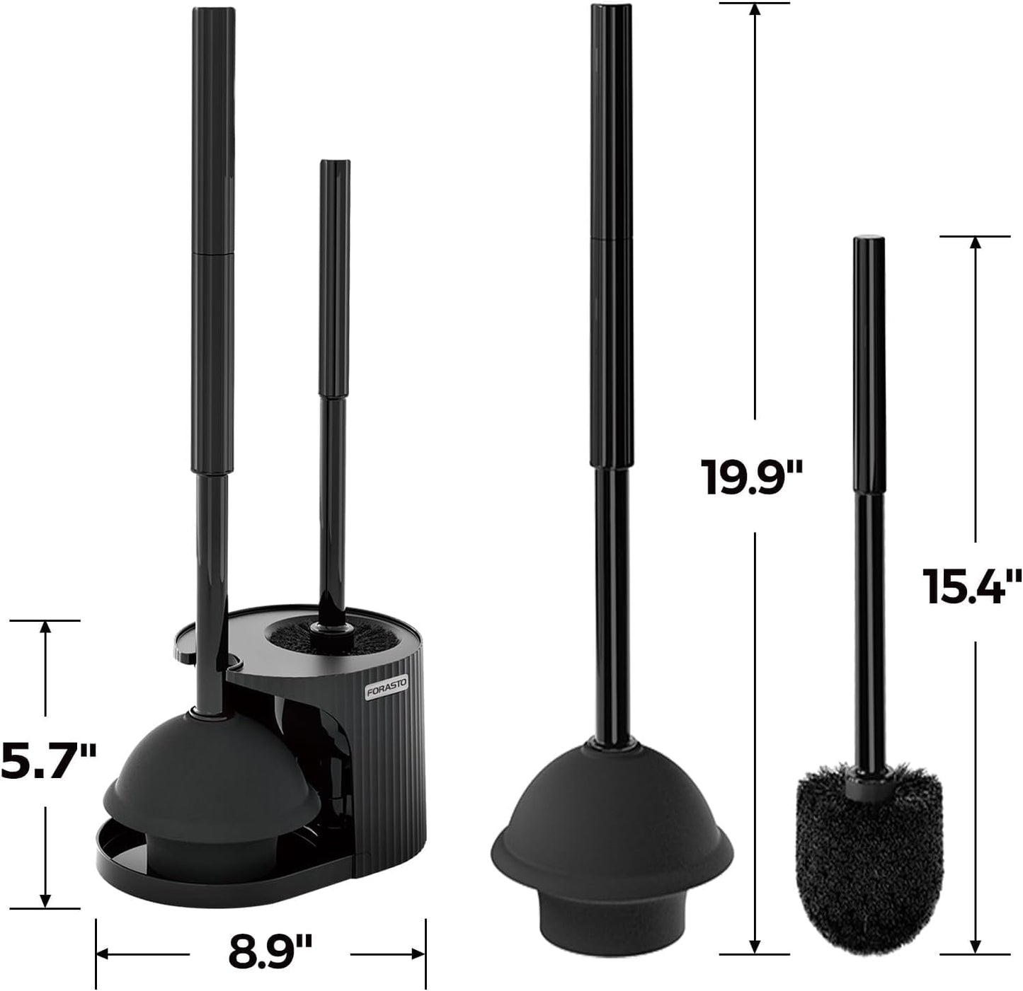 FORASTO 2 in 1 Toilet Plunger and Brush Set,Extended Handle Plunger,Toilet Bowl Brush Plunger Set, Bathroom Cleaning Tools ,Toilet Brush Plunger Combo,Cleaning Brush,Bathroom Cleaning Supplies