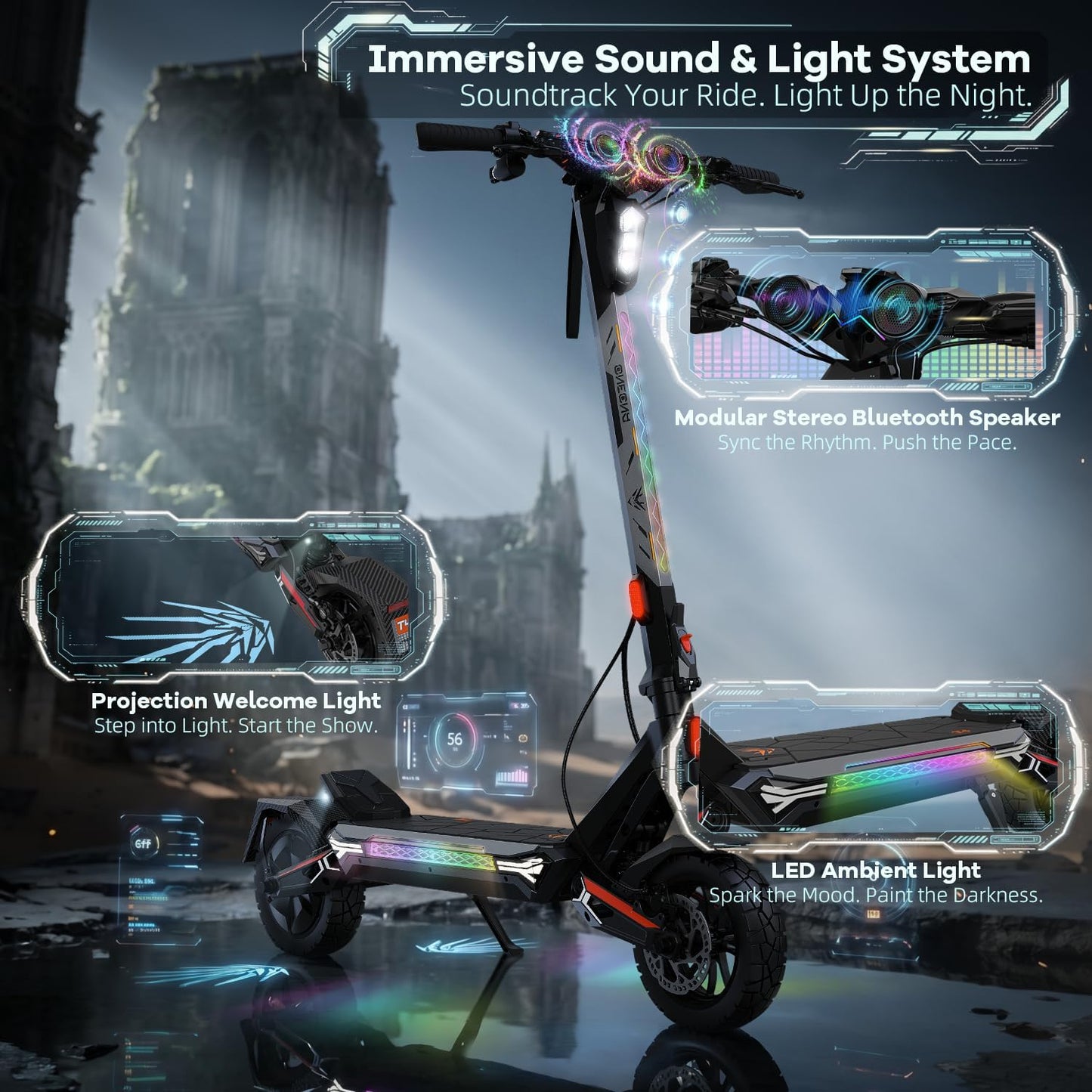 Electric Scooter Adults, 3500W/7000w Single/Dual Hyper Motor with 50/70 Miles Range Battery, Up to 45/58 MPH Top Speed, 10.5"/12" Tubeless Tires Commuting Scooter for Adults