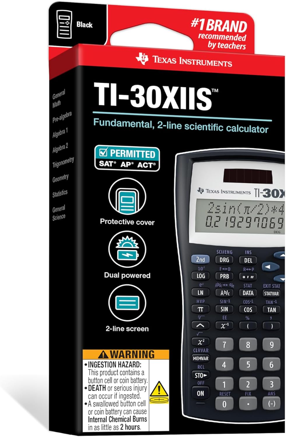 TI-30XIIS Scientific Calculator, Black