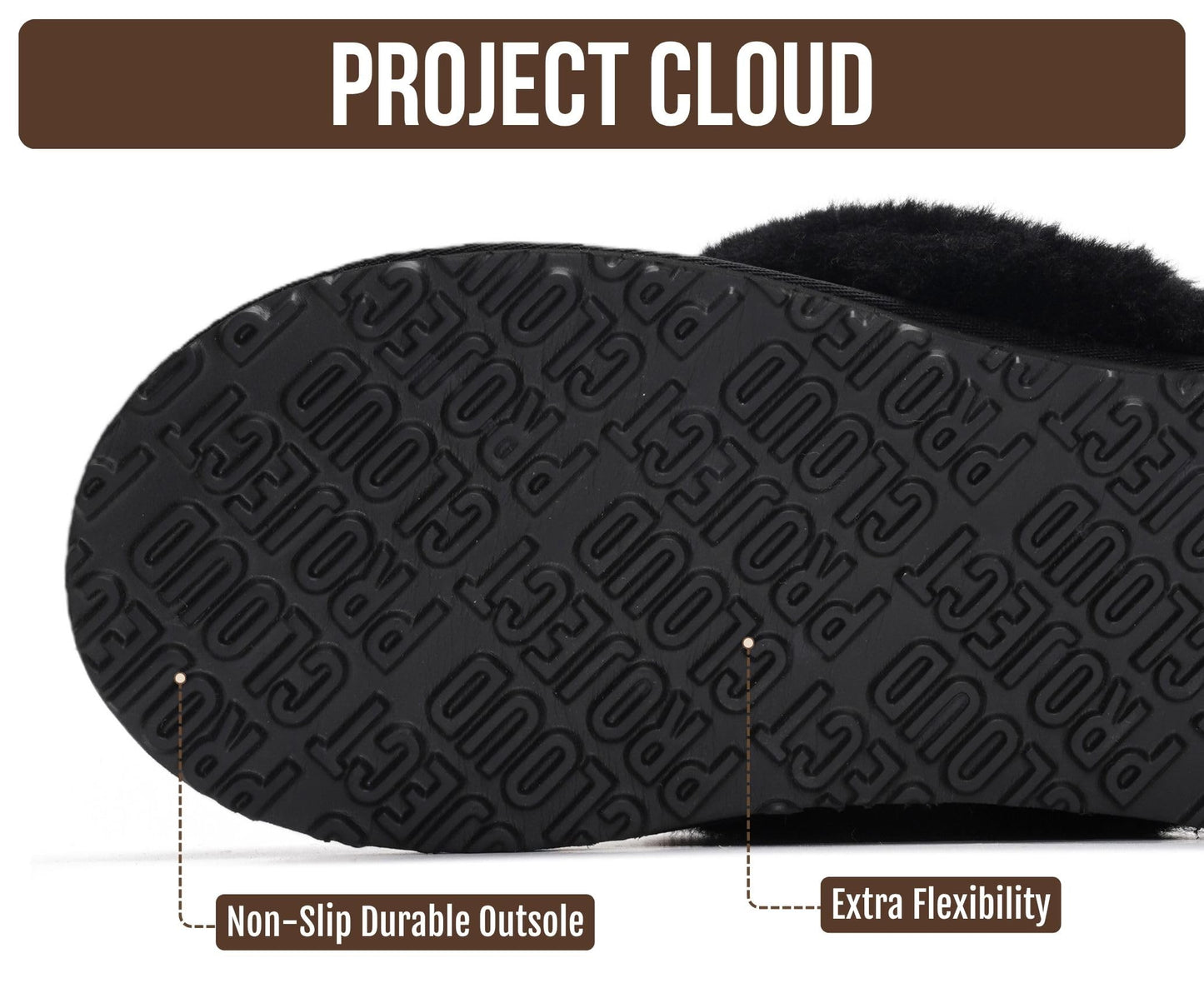 Project Cloud Genuine Leather Slippers for Women with Genuine Fur Lining, Non-Slip Indoor/Outdoor Clog Mule Slippers, Memory Foam Insole