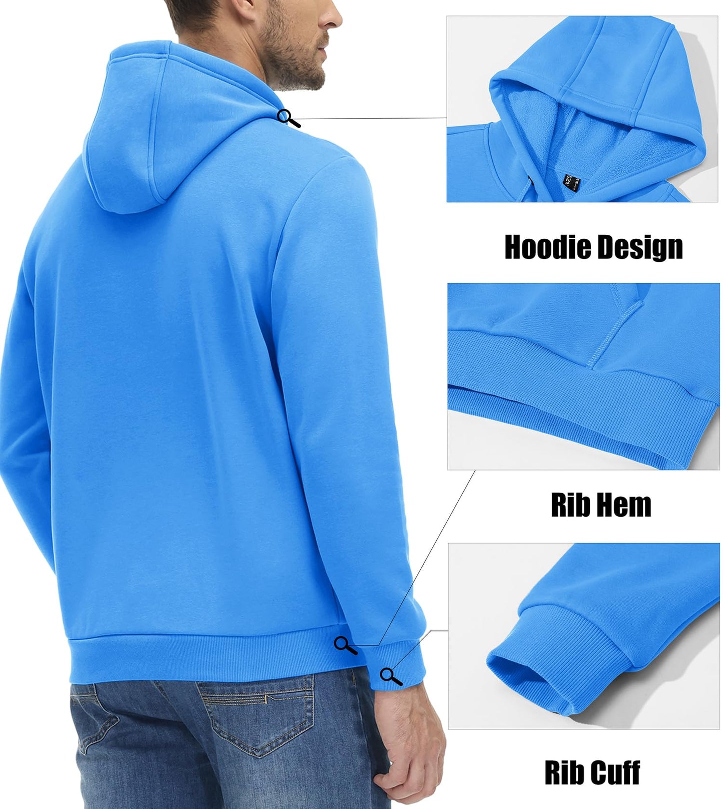MAGCOMSEN Men's Active Hoodies Fleece Lined Sweatshirts Casual Athletic Workout Pullover With Kangaroo Pocket