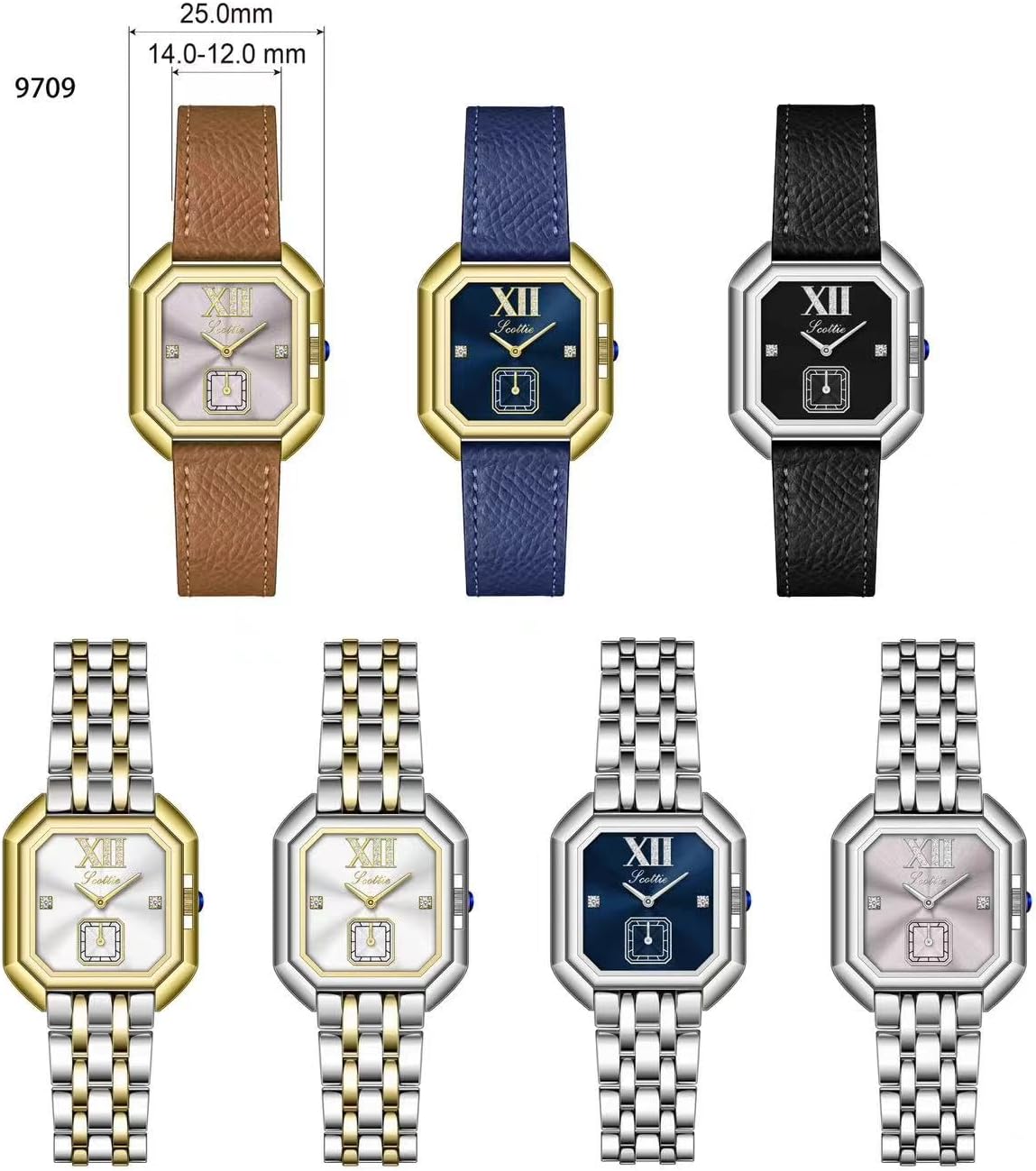 LOREO Luxury Dress Women's Leather Watch Square Dial Diamond Lady's Waterproof Elegant Analog Quartz Bracelet Watch