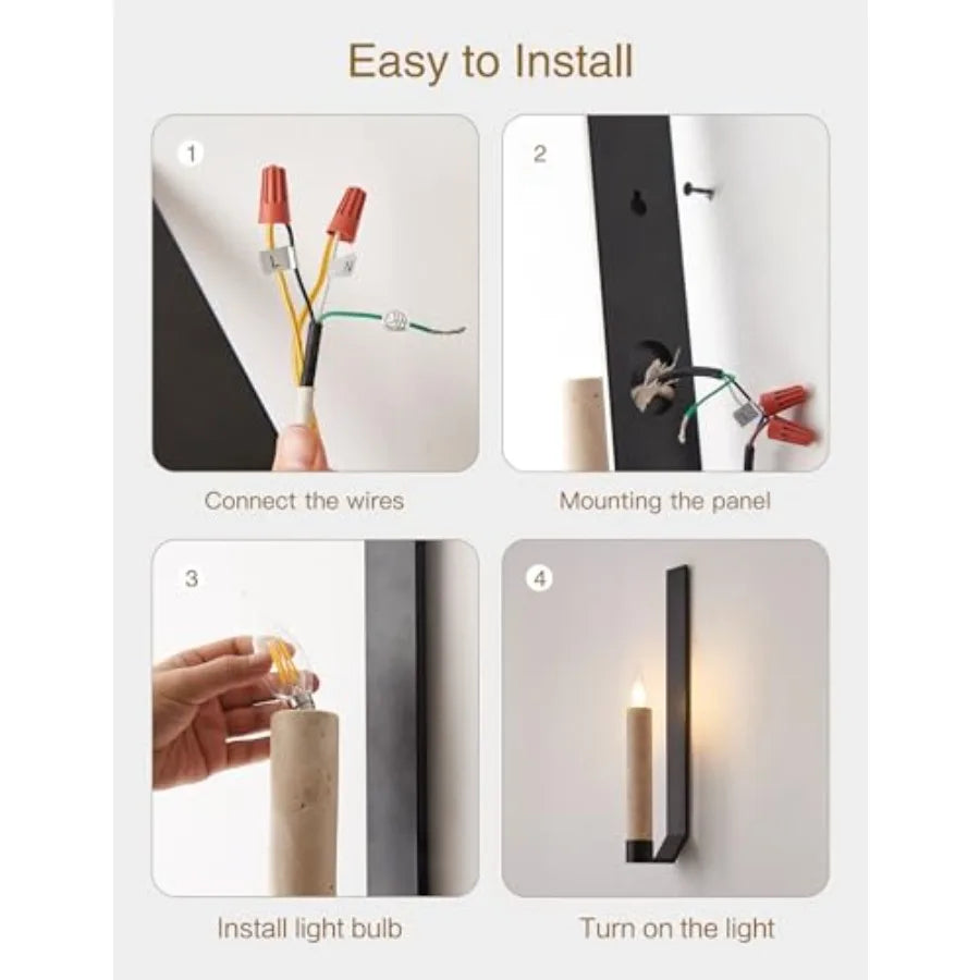 21.6-inch Modern Linear Wall Sconce Alabaster Natural Marble Light Fixture Art Deco Black Minimalist LED Wall Lighting for Livi