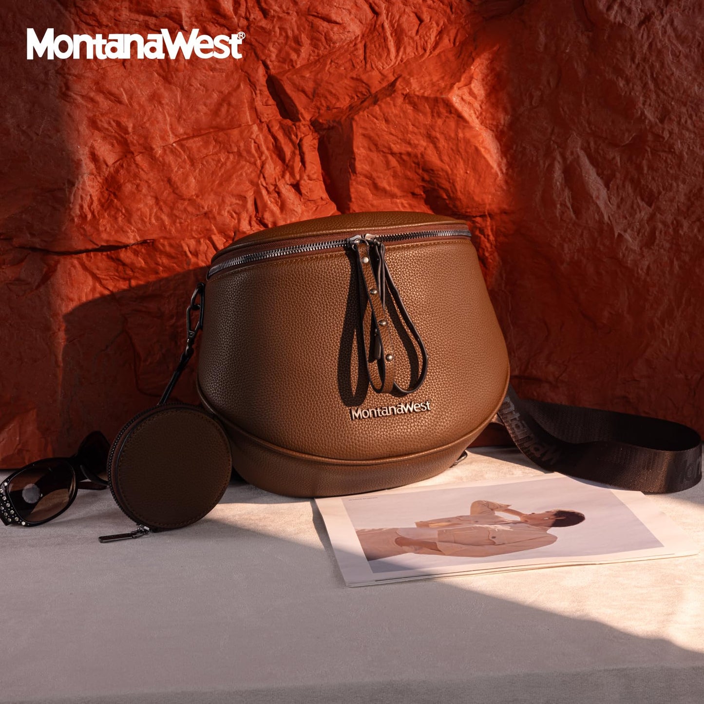 Montana West Crossbody Bag for Women, Large Bum Bag Purse Soft Vegan Leather Travel Fanny Pack with Coin Purse