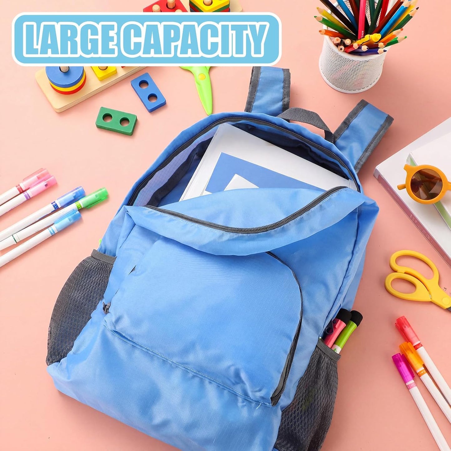 Jexine 10 Pcs Backpacks in Bulk 16.5 Inches Back Pack Basic Backpack for Adult Lightweight Outdoor Travel Book Bags(Sunny Pastel)