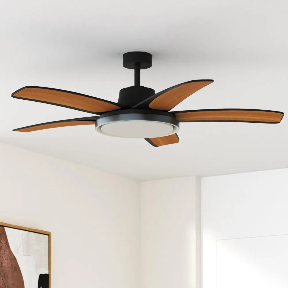 Smart Ceiling Fan with Lights, 52" Dimmable RGB Ambient Light, Alexa/App Control, Quiet, Easy Install for Living Room, Game Room