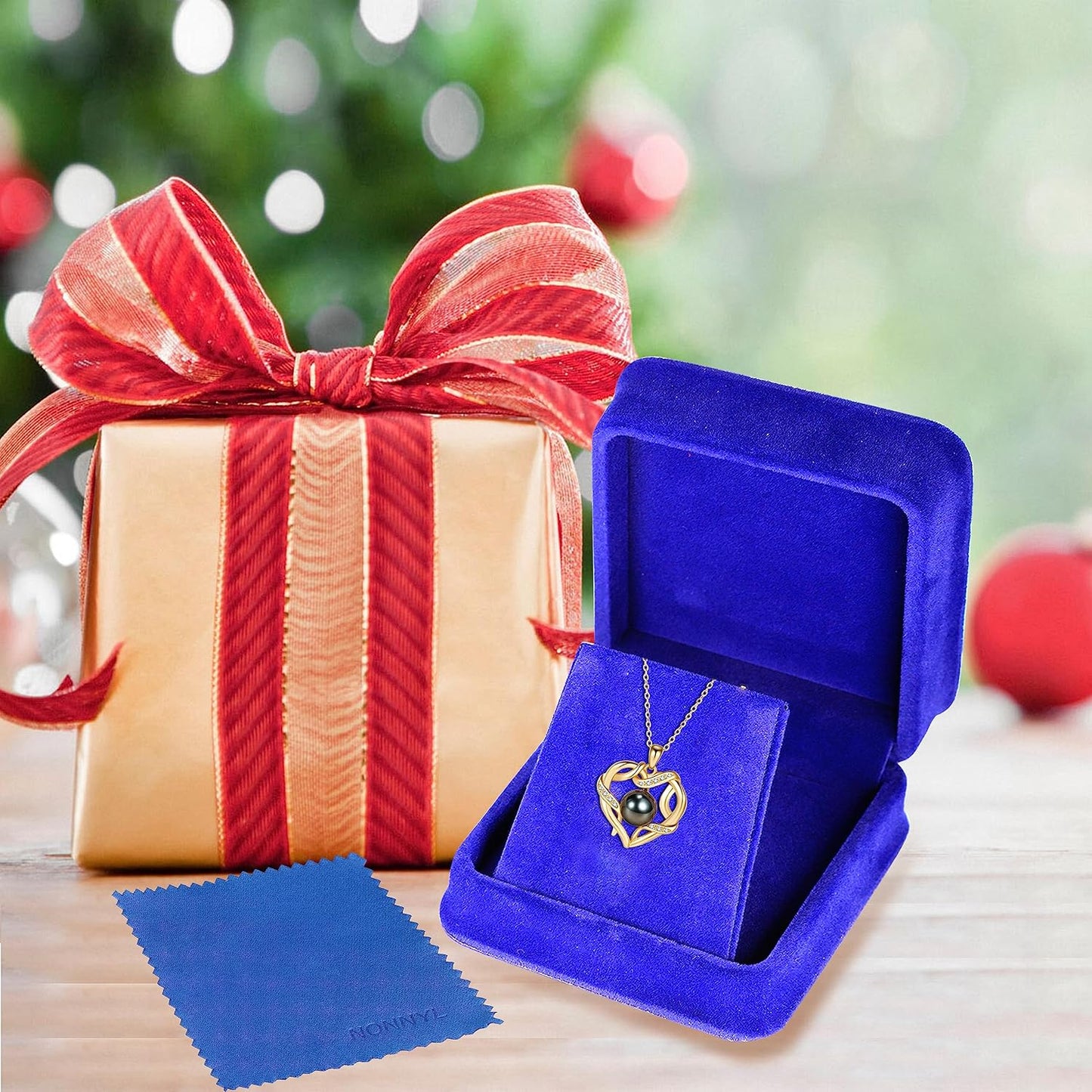 NONNYL Christmas Birthday Gifts for Women- Pearl- Heart Necklace- Wife Mom Girlfriend Her- Anniversary Mothers Day Valentine's Jewelry Gifts Real 9-10mm Pearl Pendant