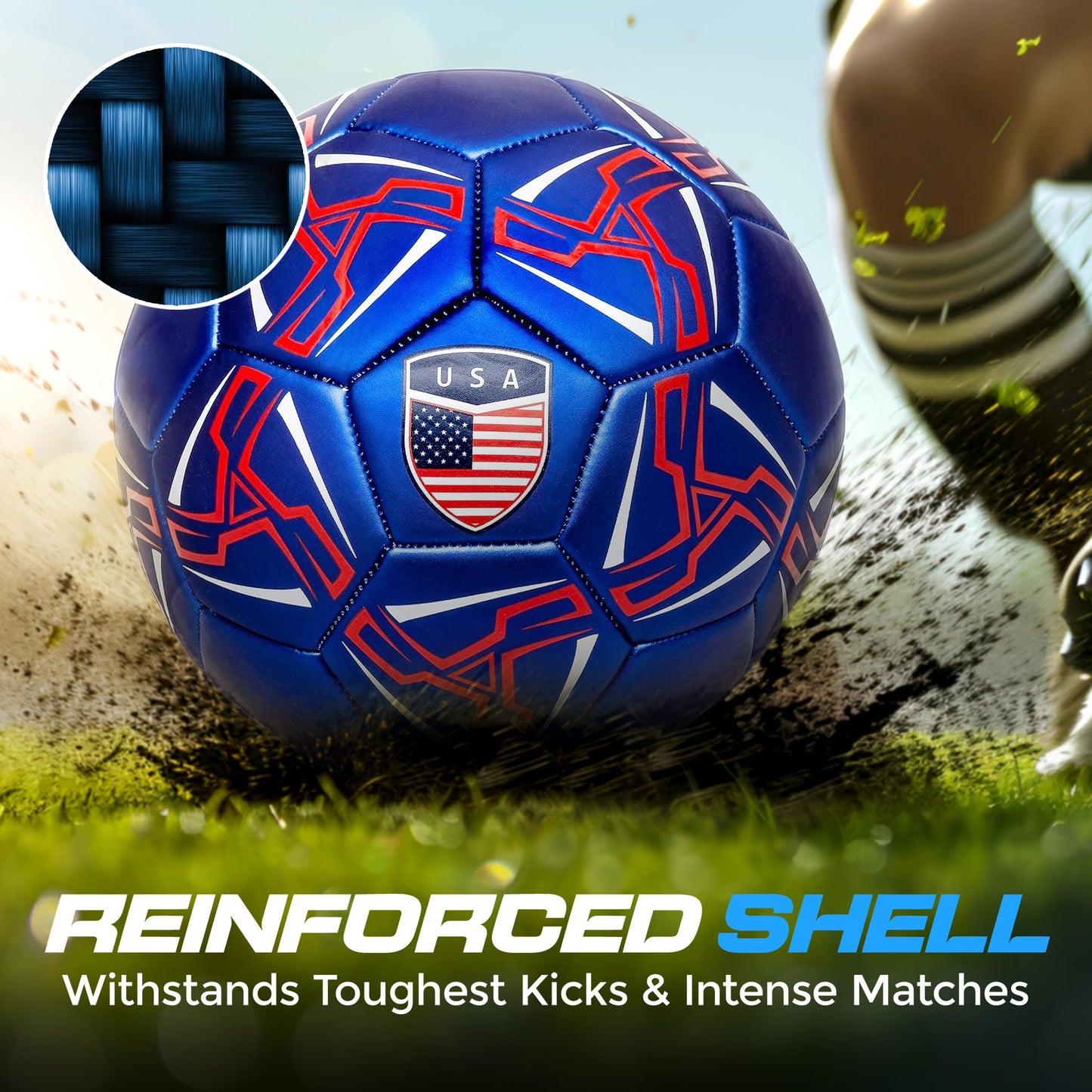 Western Star Soccer Ball USA - Official Match Grade Soccer Balls - Youth & Adult - Attractive and Durable Design - World Cup