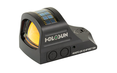 Holosun Technologies 407C-GR-X2 | Green Dot | 2 MOA | Black Color | Side Battery | Solar Failsafe HE407C-GR X2