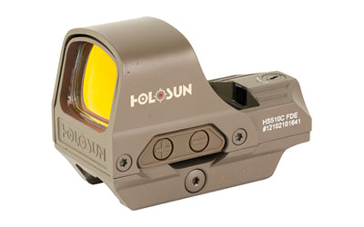 Holosun Technologies HS510C | Reflex Sight | Multiple Reticle | 65 MOA Circle | 2 MOA Red Dot | Aluminum Housing | Matte Finish | Flat Dark Earth | Solar with Internal Battery