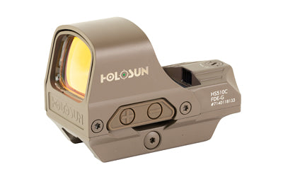 Holosun Technologies HS510C | Reflex Sight | Multiple Reticle | 65 MOA Circle | 2 MOA Green Dot | Aluminum Housing | Matte Finish | Flat Dark Earth | Solar with Internal Battery