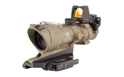 Trijicon ACOG ECOS | 4X32mm Dual Illuminated Green Crosshair 5.56 Reticle | Backup Iron Sights | Quick Release Mount | LED 3.25 MOA Red Dot RMR Type 2 | Cerakote Flat Dark Earth Finish