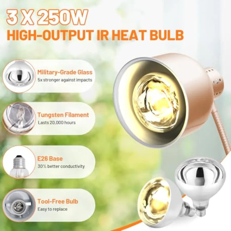 Food Heat Lamp for buffet tables, restaurant kitchens and catering services; stainless steel and aluminum; black; 500W dual-hea