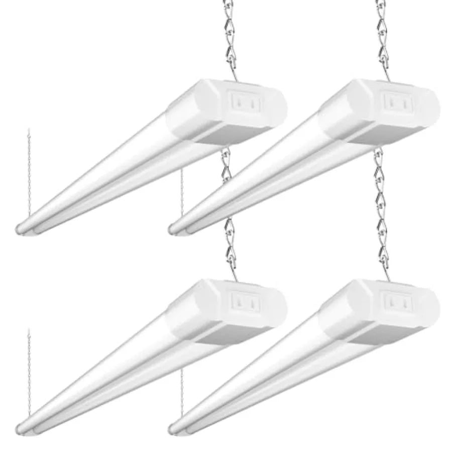 4 Pack Linkable LED Utility Shop Light, 4400 LM, Super Bright 6500K Cool Daylight, 4 Feet, 48 Inch Integrated Fixture for Garag