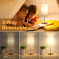 3 Way Dimmable Touch Table Lamp with Dual Charging Station, Small Bedside Lamp for Night Stands, Living Room, Office (LED Bulb Included)