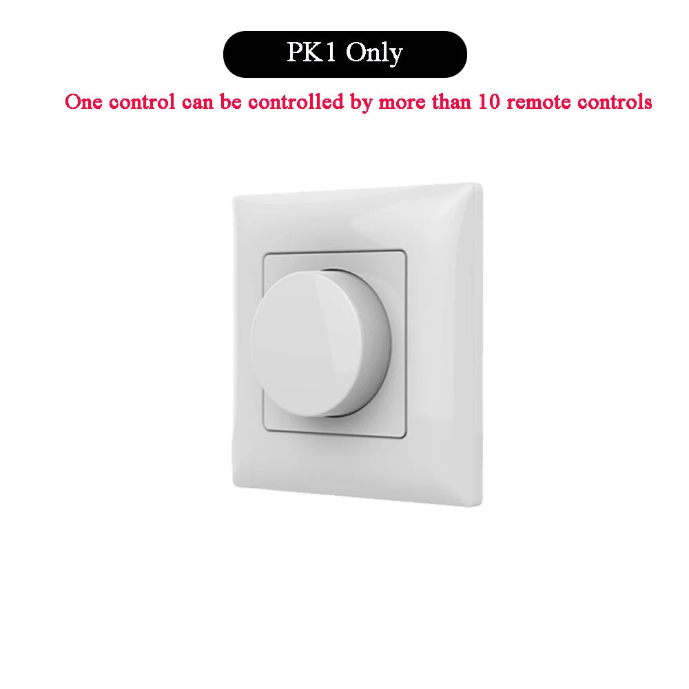 LED Dimmer 12V 24V Rotary Panel RF Remote Controller Single Color LED Strip Dimming Kit Wireless 2.4G Remote Control Push Switch