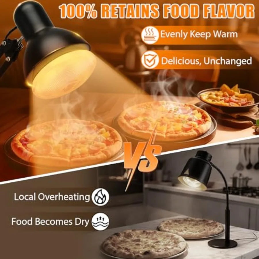 Portable Food Heat Lamp - [Foldable Design] [3S Quickly Heating] Food Warmer Light, Commercial Heat Lamp for Food, Catering War