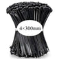 100 PCS Self-locking Plastic Nylon Tie Black Fastening Strap Cable-Tie-Set Cable Zip Tie Fastening Ring Zip Wraps Strap Tie