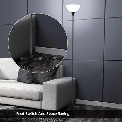 Torchiere Floor Lamp with Remote, Dimmable 9W LED, Stepless Color Temp 3000K-6000K, Foot Switch, Easy Assembly, Matte Black