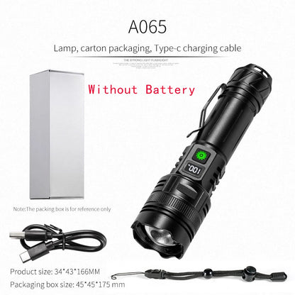 High Power LED Flashlight Type-C USB Rechargeable Long Range Tactical Torch Strong Light Lamp Outdoor Ultra Powerful Flash Light