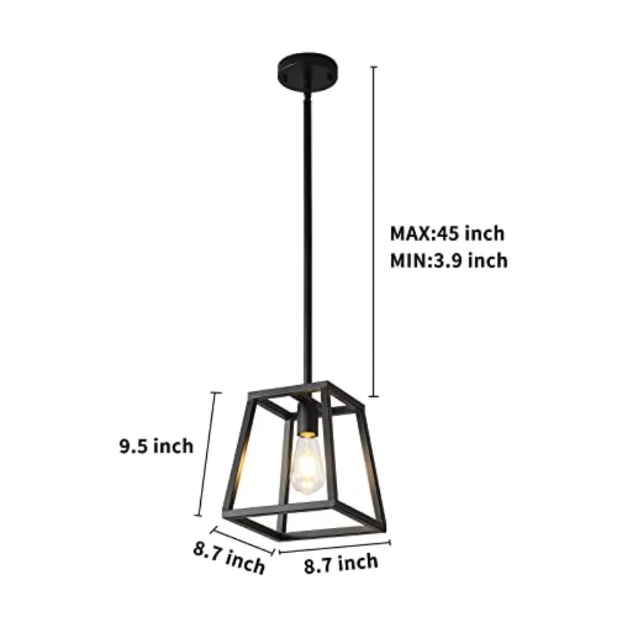 Pendant Light, Mini Rectangle Chandeliers, Pendant Lighting for Kitchen Island Living Room 1-Light Industrial Pendant Lighting