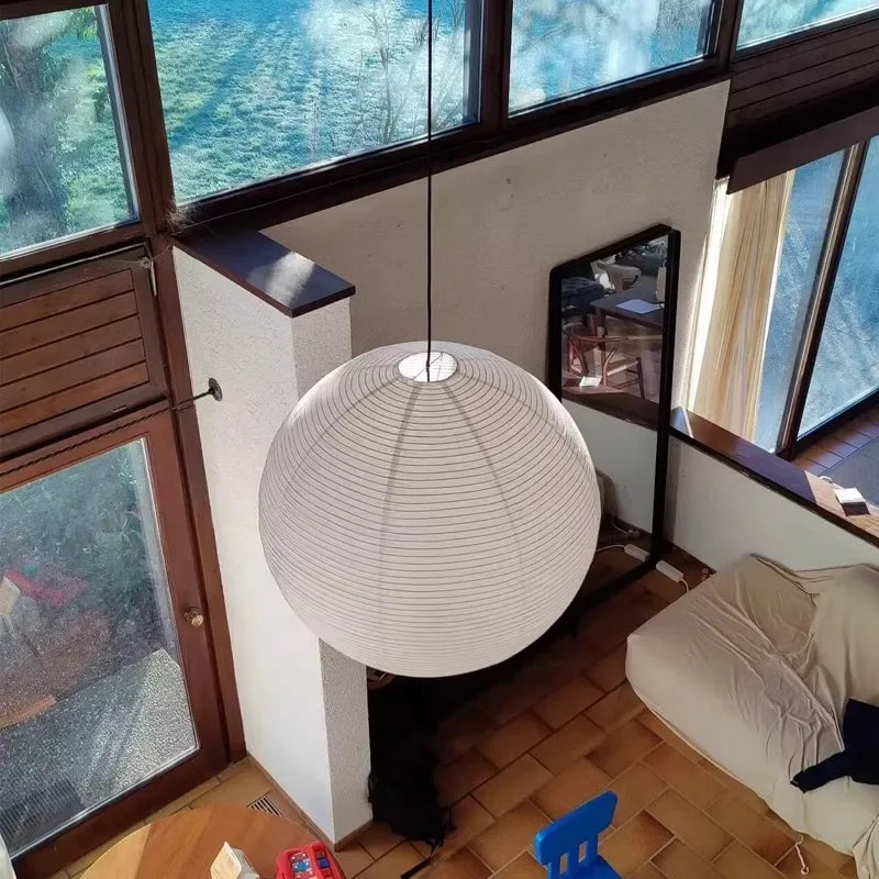 Modern Minimalist White Rice Paper Ball LED Chandelier Restaurant Tea Room Living Room Bedroom Pendant Lamp Home Decor Lighting