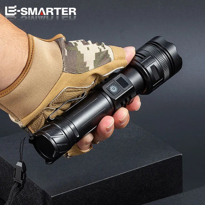 High Power LED Flashlight Type-C USB Rechargeable Long Range Tactical Torch Strong Light Lamp Outdoor Ultra Powerful Flash Light