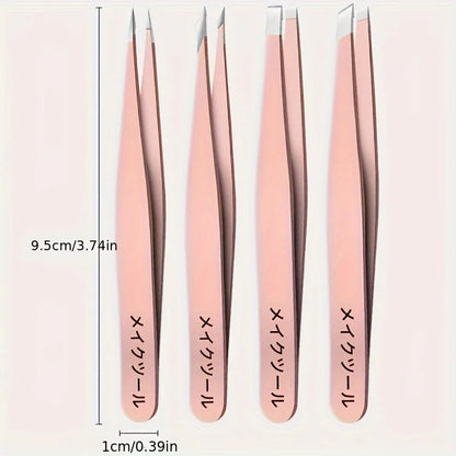 1/4pcs Set Professional Eyebrow Hair Removal Splinter Tweezers Set Perfect For Very Effortless and Relaxed to Remove