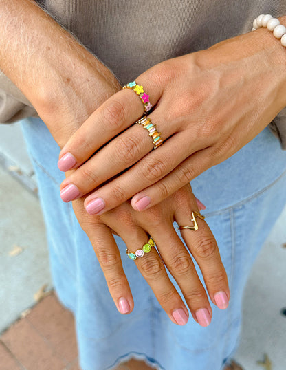 Staggered Enamel Ring