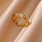 Zircon Geometric Heart Rings For Women Stainless Steel Gold Color Wedding Ring Luxury Aesthetic Jewlery Couple Gift 2025