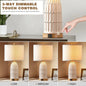 Boho Table Lamps Set of 2, Farmhouse 3-Way Dimmable Touch Nightstand Lamp with 2 USB Charging Ports for Bedroom Living Room