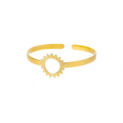 Exquisite Classic Bump Pattern Openning Bangles Bracelet For Women Cuff Bracelet Gold Color Stainless Steel Hand Ornament Gift