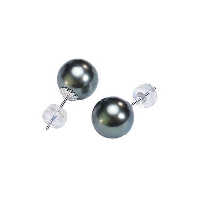 NONNYL Gifts for Wife Anniversary 18K Gold Pearl Stud Earrings for Women- Genuine Handpicked Nature Tahitian Black Pearls Earring- Birthday Christmas Mothers Day Valentine's Day Jewelry Gifts