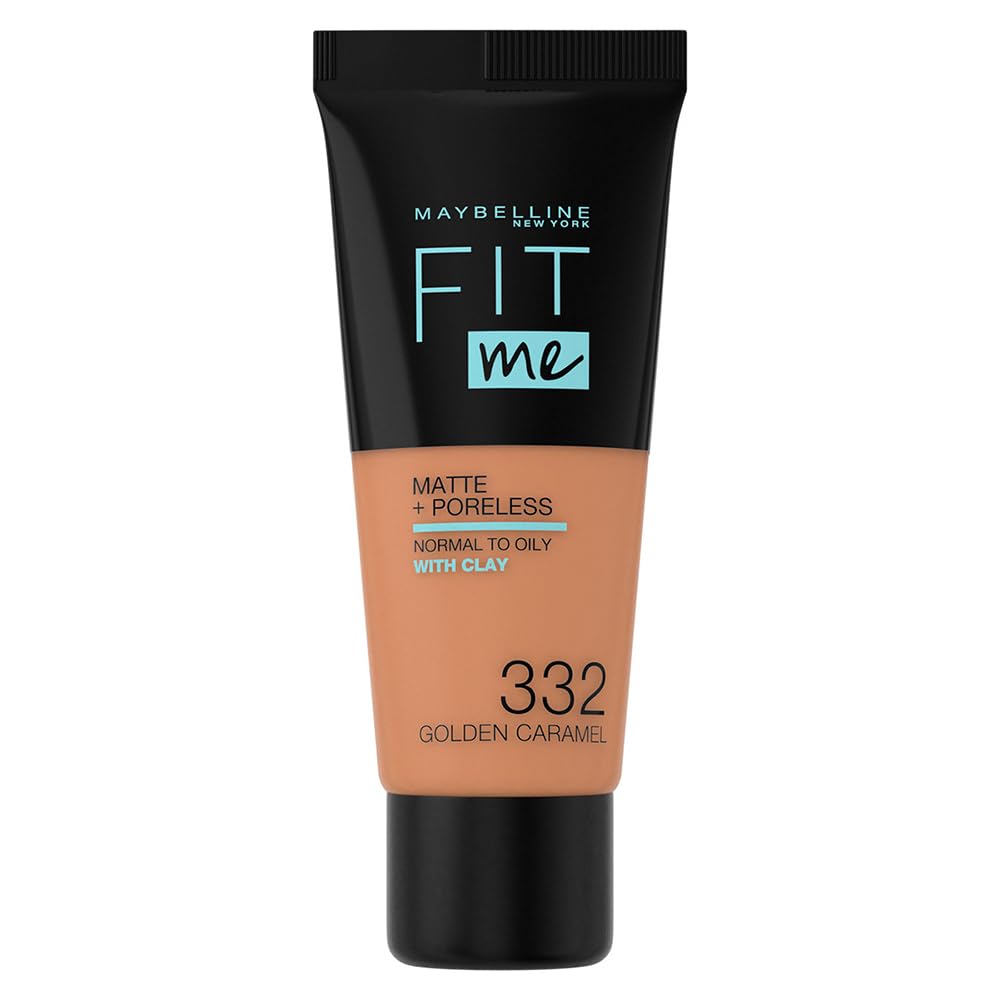 Maybelline Fit Me Matte + Poreless Liquid Oil-Free Foundation Makeup, Mocha, 1 Count (Packaging May Vary)