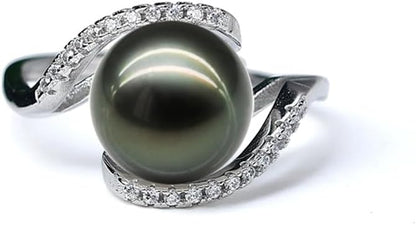 NONNYL Gifts for Wife Anniversary Tahitian Black Pearl Rings for Women-Mothers Day Gifts for Mom Girlfriend-Birthday Christmas Valentine's Day Gift for Her Jewelry