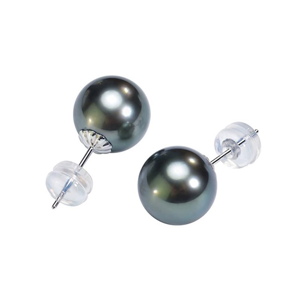 NONNYL Gifts for Wife Anniversary 18K Gold Pearl Stud Earrings for Women- Genuine Handpicked Nature Tahitian Black Pearls Earring- Birthday Christmas Mothers Day Valentine's Day Jewelry Gifts