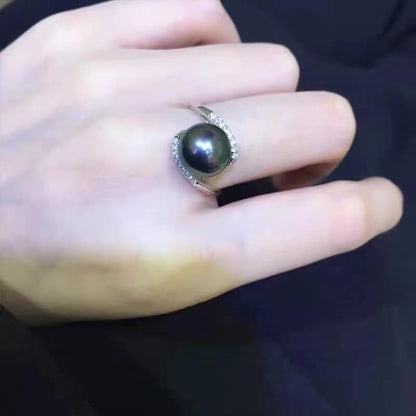 NONNYL Gifts for Wife Anniversary Tahitian Black Pearl Rings for Women-Mothers Day Gifts for Mom Girlfriend-Birthday Christmas Valentine's Day Gift for Her Jewelry