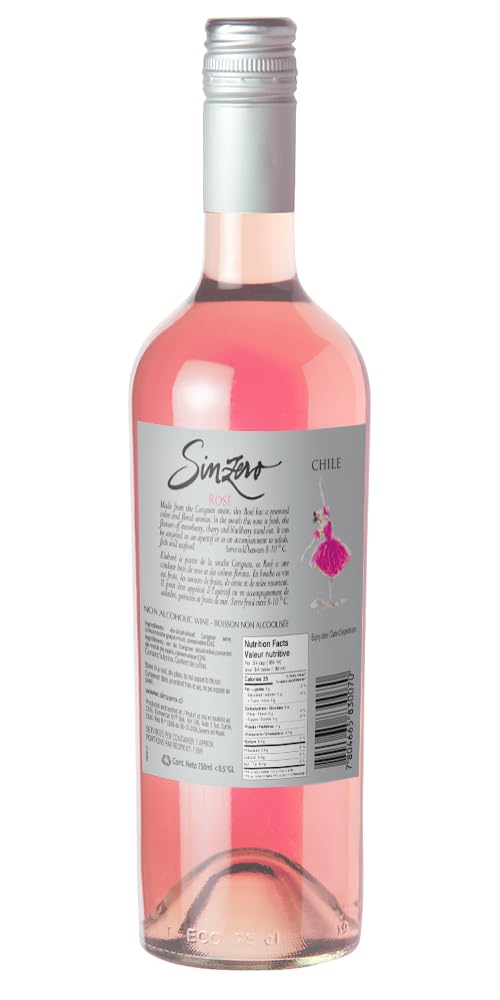 SINZERO - Cabernet Sauvignon - 750 ml 6 Pack - Non-alcoholic red wine - Aged in French oak for smooth rich flavor - Low calories, vegan friendly - Made in Chile