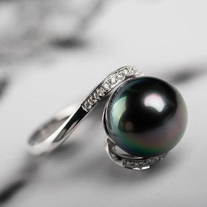 NONNYL Gifts for Wife Anniversary Tahitian Black Pearl Rings for Women-Mothers Day Gifts for Mom Girlfriend-Birthday Christmas Valentine's Day Gift for Her Jewelry