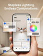 Smart Ceiling Fan with Lights, 52" Dimmable RGB Ambient Light, Alexa/App Control, Quiet, Easy Install for Living Room, Game Room