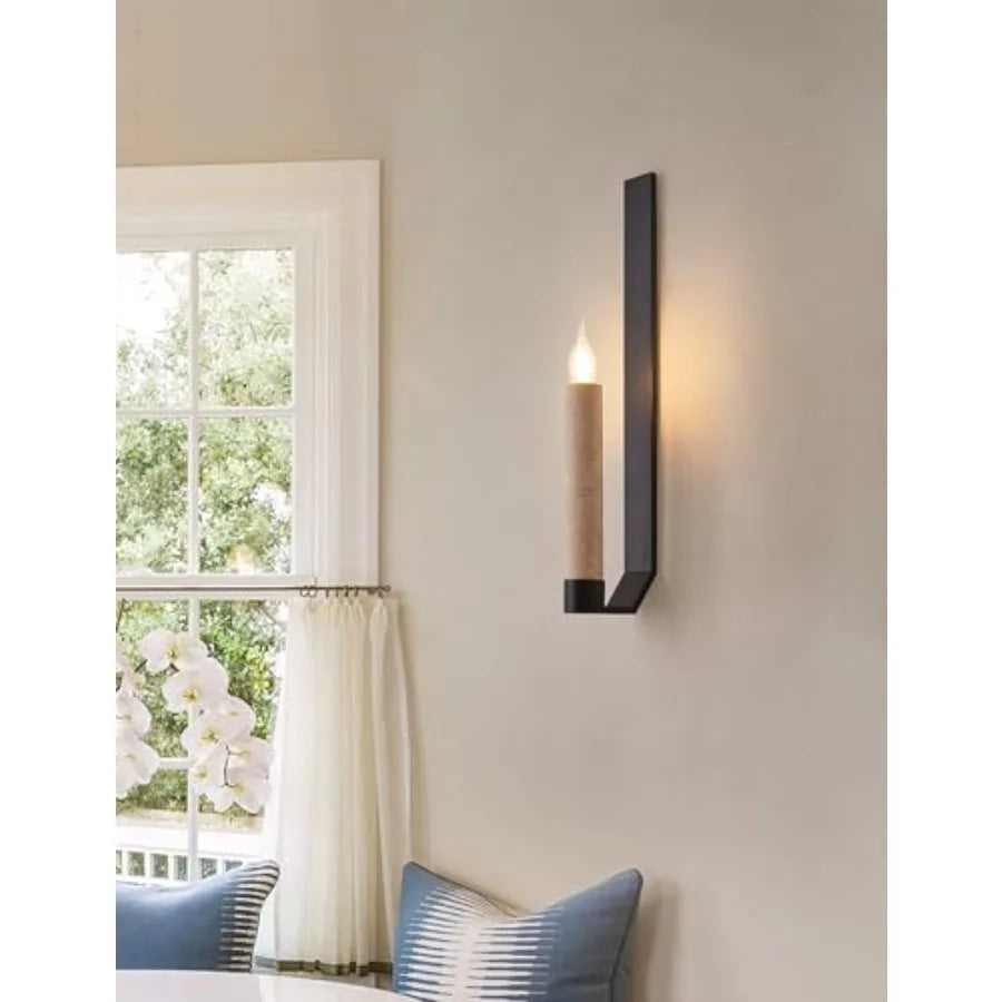 21.6-inch Modern Linear Wall Sconce Alabaster Natural Marble Light Fixture Art Deco Black Minimalist LED Wall Lighting for Livi