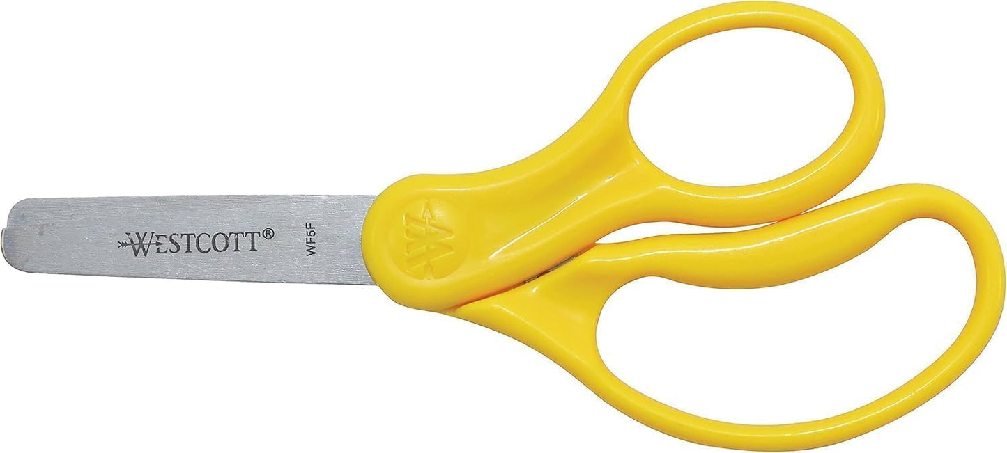 Westcott 16454 Right- and Left-Handed Scissors, Kids' Scissors, Back to School, Classroom Supplies, Ages 4-8, 5-Inch Blunt Tip, Assorted, 6 Pack