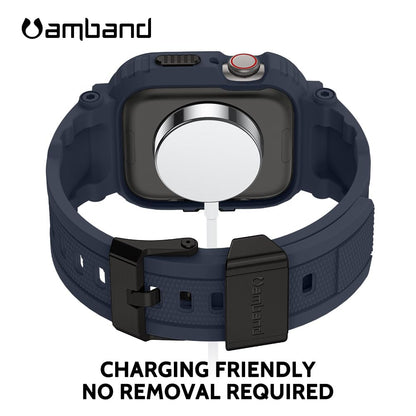 amBand Bands Compatible with Apple Watch 9/8/7 45mm, M1 Sport Series Rugged Case Protective Cover for iWatch 6/SE (3/2/1)/5/4/3 44mm Men Green