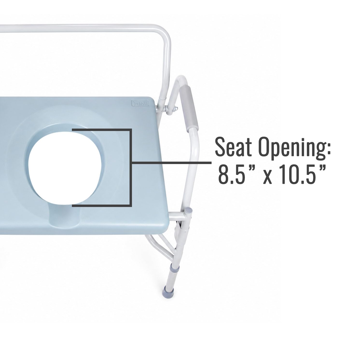 DMI Drop Arm Portable Toilet Commode, Extra-Wide Seat, 500 Pound Weight Capacity, Bucket with Lid Included, Adjustable Legs, Elderly Assistance Products, Grey