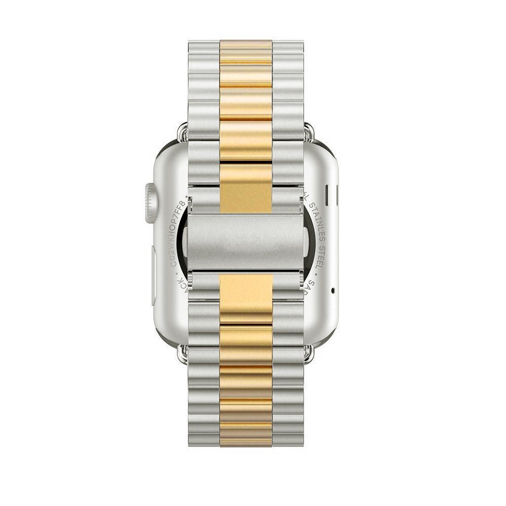 Seven Band Solid Stainless Steel for Apple Watch for Women | Compatible with Apple Watch Band 42mm/41mm/40mm/38mm, Metal Strap for Iwatch Series 11-1/SE 1-3 Women and Men, Gold Silver.