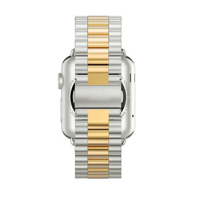 Seven Band Solid Stainless Steel for Apple Watch for Women | Compatible with Apple Watch Band 42mm/41mm/40mm/38mm, Metal Strap for Iwatch Series 11-1/SE 1-3 Women and Men, Gold Silver.