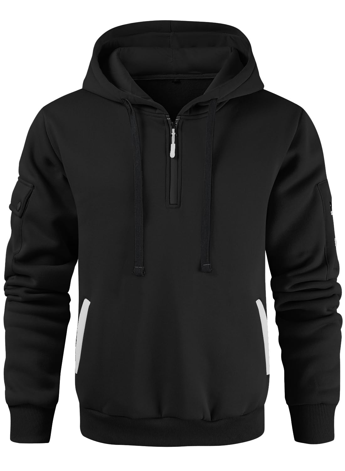 Leidowei Men's Hoodies Casual Pullover Hooded Sweatshirt Long Sleeve Quarter Zip Hoody Tops With Kangaroo Pocket