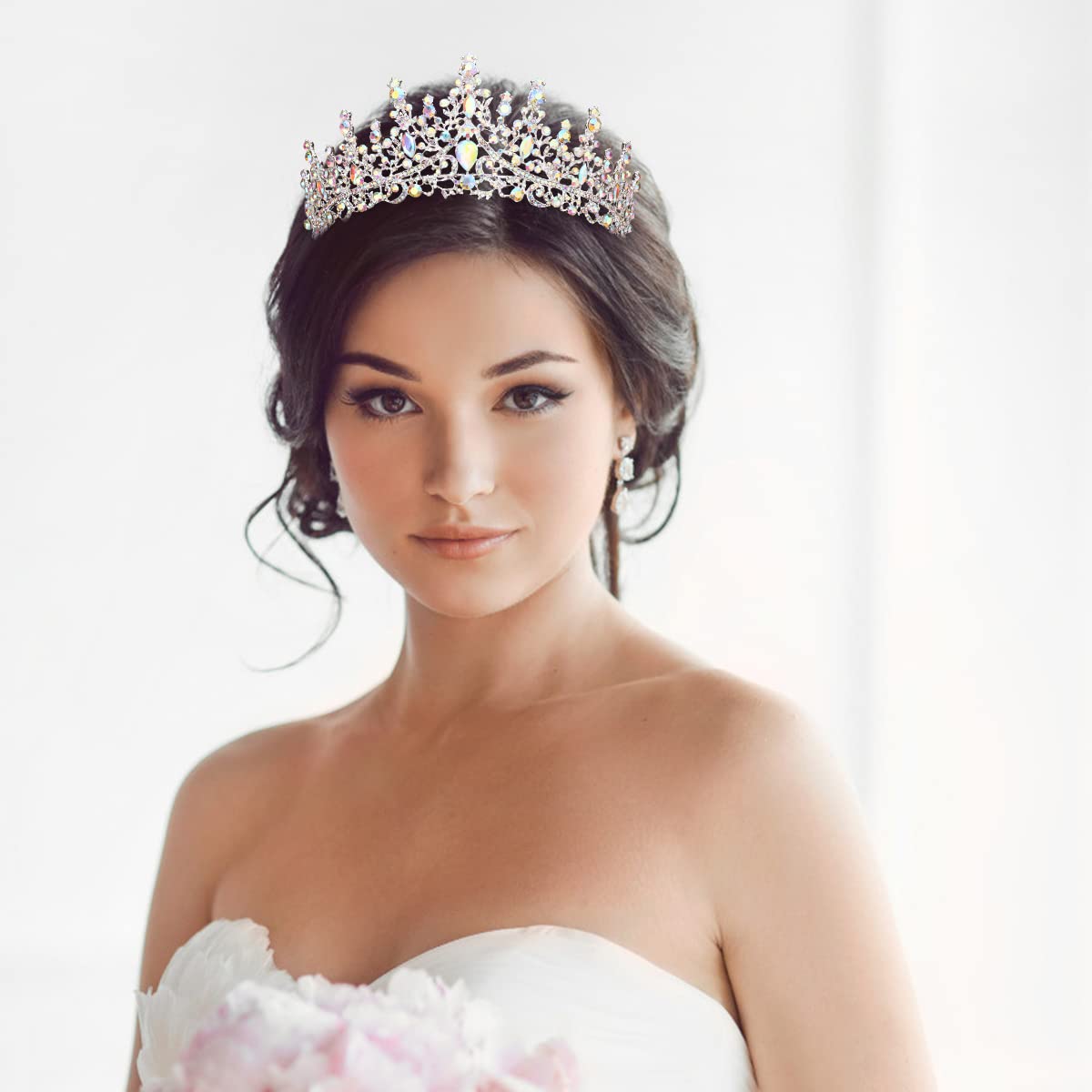 TOBATOBA Silver Wedding Crystal Tiaras and Crowns for Women, Bride Royal Queen Headband Princess Quinceanera Headpieces for Birthday Prom Pageant Party